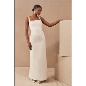 BHLDN Ivory Straight Sheath Wedding Dress with Square Neck